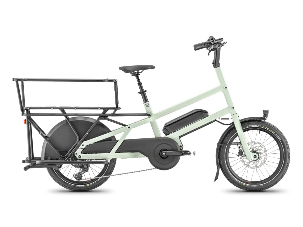 Vélo électrique Moustache Lundi 20 Cargo 1, vu de profil.